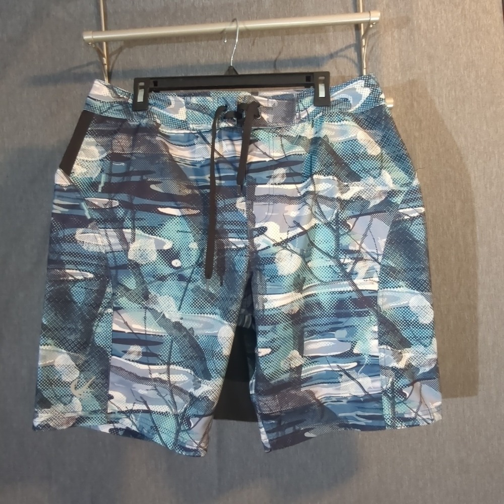 Legendary AnglersMed Blue Gray Camo Men's‎ Fishing Big Game Boating Swim Shorts
